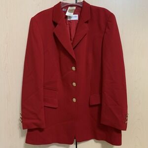 BASLER Women's Two-Button Lined Wool Blend Blazer Jacket Red Size EU 44 US 14